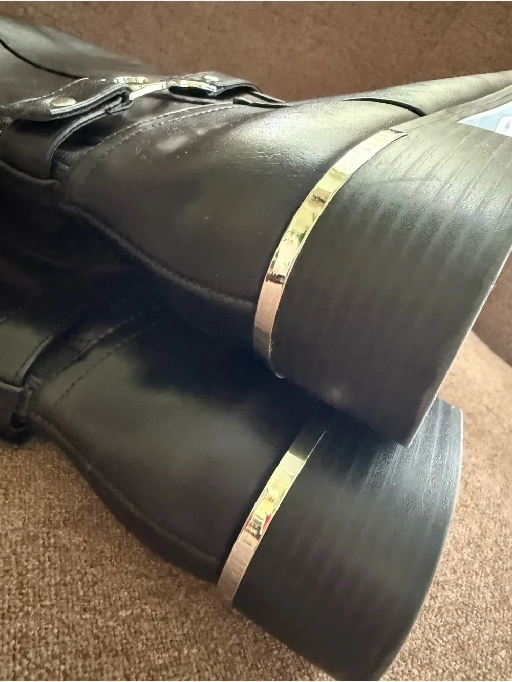 Calvin Klein Black Leather Over-the-Knee Riding Boots